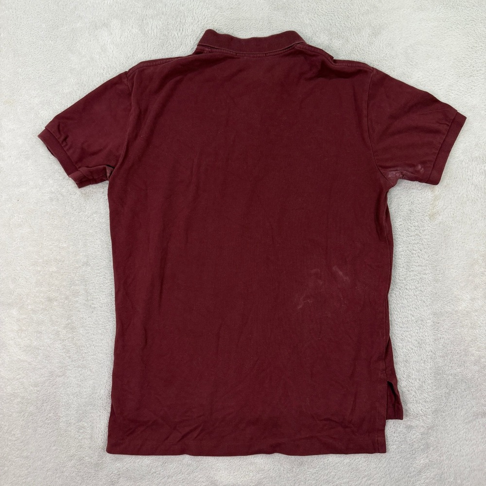 Polo Ralph Lauren Mens Medium Polo Shirt Burgundy Short Sleeve Pique Classic - Picture 6 of 8
